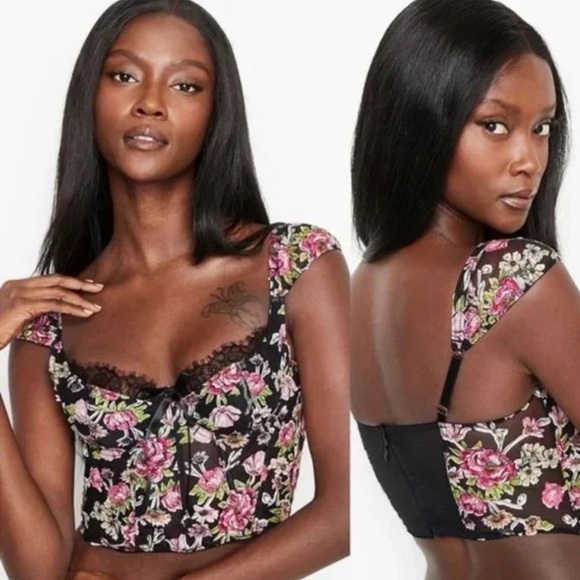 Victoria’s Secret Dream Angels Black Floral Corset Top Size 34B New Without Tag! - Picture 1 of 9